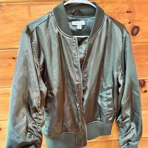 Topshop satin Green Bomber Jacket